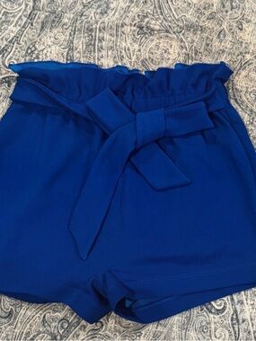 SHEIN Royal Blue Paperbag High Waist Tie Belt Shorts Size 4